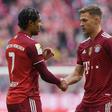 Bayern Munich midfielder Joshua Kimmich (R) and goal-scorer Serge Gnabry (L) during Saturday's league win