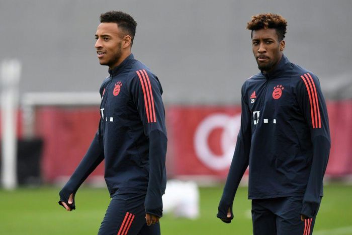 Bayern Munich will be without France internationals Kingsley Coman (R) and Corentin Tolisso (L) at RB Leipzig on Saturday