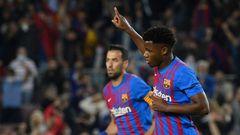 Ansu Fati (R) is leading the next generation of young Barcelona talents.