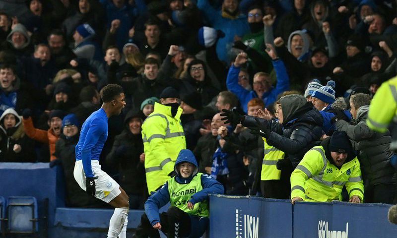 Demarai Gray (left)scored Everton's stoppage time winner against Arsenal