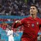 Cristiano Ronaldo celebrates after his record-equalling goal