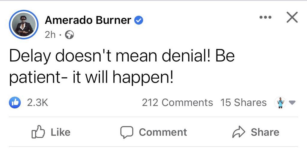 Amerado's post on Facebook