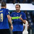 Giorgio Chiellini passed the Italian captain's armband to Leonardo Bonucci before going off against Switzerland.