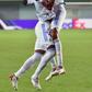 David Alaba celebrates with Eder Militao after scoring the opening goal