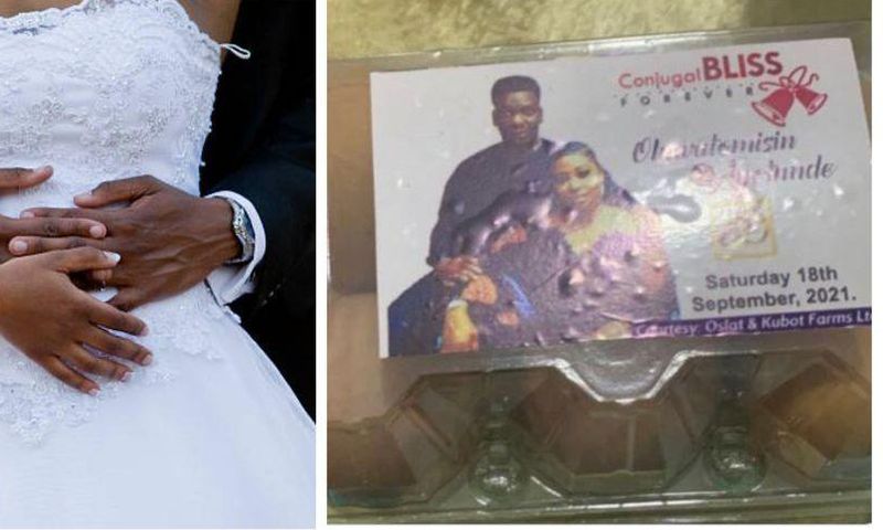 Couple leaves guests in awe after serving a crate of eggs as souvenir at their wedding