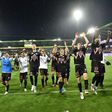 Danish delight: Midtjylland's players celebrate after defeating Celtic