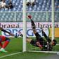 Slice of fortune: Sampdoria goalkeeper Emil Audero had fallen back over his Victor Osimhen's soft shot arrived