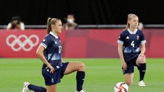 Team GB players took the knee before their win over Chile