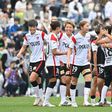 Urawa Reds Ladies' players celebrate their victory after the WE League football match against Tokyo Verdy Beleza in Tokyo on September 12, 2021.