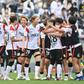 Urawa Reds Ladies' players celebrate their victory after the WE League football match against Tokyo Verdy Beleza in Tokyo on September 12, 2021.