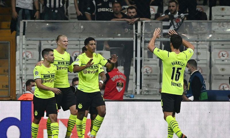 England midfielder Jude Bellingham (C) shone for Dortmund in their win at Besiktas