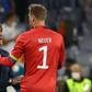 Germany head coach Joachim Loew celebrates with  goalkeeper Manuel Neuer after reaching the last 16 of Euro 2020 with a 2-2 draw against Hungary