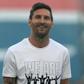 Lionel Messi on the pitch at the Parc des Princes before PSG's Ligue 1 game against Strasbourg