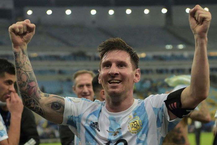 Messi celebrated his first continental honour with Argentina in their Copa triumph over arch-rivals Brazil