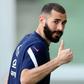 Double dream: Karim Benzema training ahead of the Nations League final and as he was named on the list of Ballon d'Or candidates