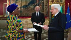 Ambassador Quartey Koranteng presents her letters of credence to President Sergio Mattarella in Rome