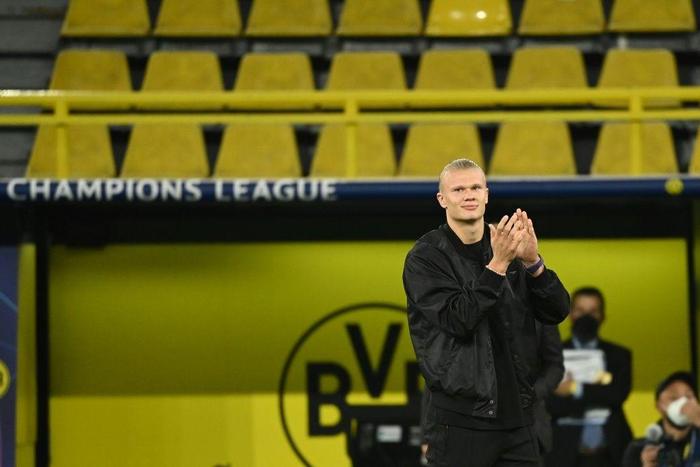 Dortmund's Norway forward Erling Braut Haaland is currently sidelined by a leg injury
