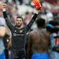 David de Gea celebrates after saving Mark Noble's penalty in Manchester United's 2-1 win against West Ham in the Premier League