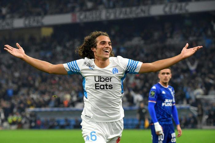 Matteo Guendouzi headed in Marseille's second goal in the win over Lorient