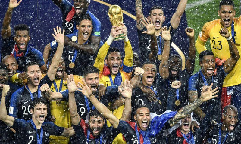 France players celebrate winning the World Cup in 2018. FIFA's plans to stage the tournament every two years look doomed to failure