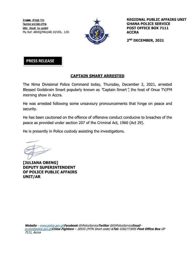 Police statement