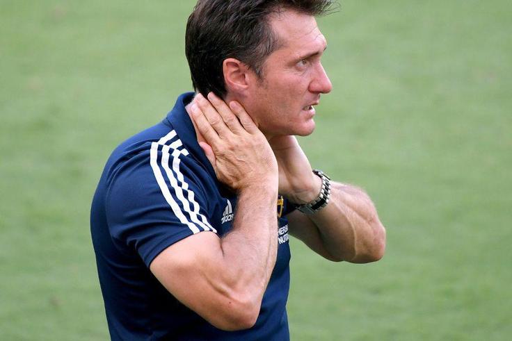 Guillermo Barros Schelotto, pictured in August 2020 when Los Angeles Galaxy coach, has been hired by the Paraguay national team alongside his twin brother Gustavo