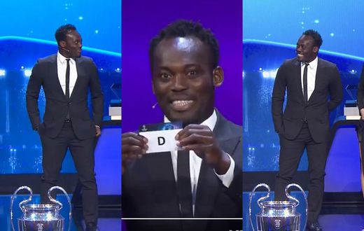 Photos: Michael Essien looks dapper as he helps conduct UEFA Champions League draw