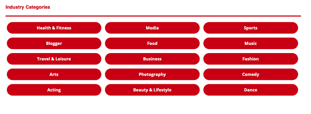 Pulse Influencer Awards 2021 categories