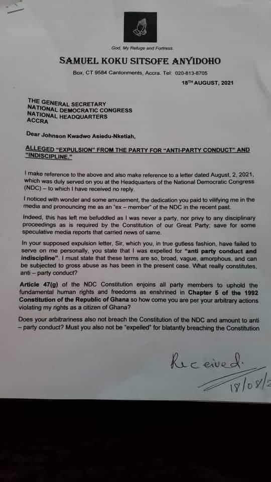 Koku's letter to the NDC