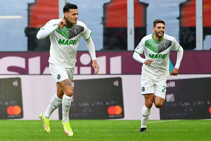 Gianluca Scamacca drew Sassuolo level at the San Siro