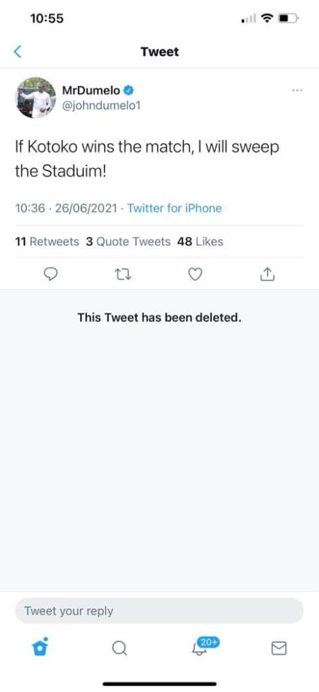 John Dumelo’s tweet