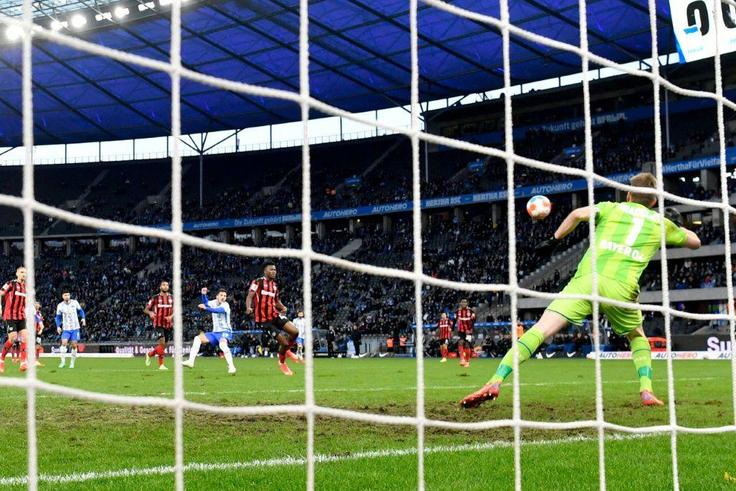 Hertha Berlin striker Stevan Jovetic scored his second Bundesliga goal in a 1-0 win over Leverkusen on Sunday