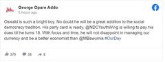“His party card is ready” – NDC offers party card to Oswald, the "Our Day" boy