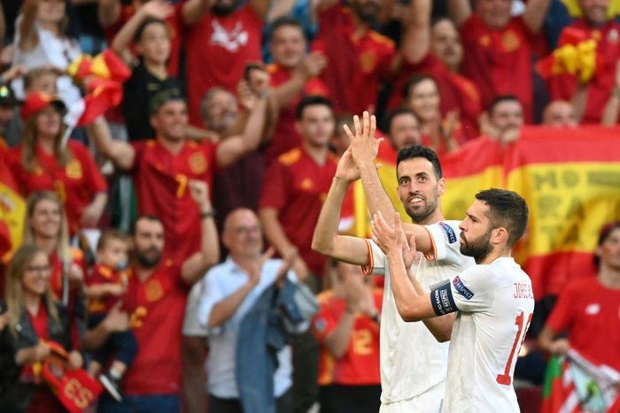 Sergio Busquets (L) said Spain are ready to face either France or Switzerland in the quarter-finals of Euro 2020 after beating Croatia