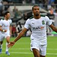 Moenchengladbach forward Alassane Plea celebrates scoring the opening goal on Friday against Bayern Munich