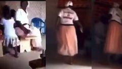 Pastor begs as Ghanaian woman goes berserk in church & demands refund of her tithe (video)