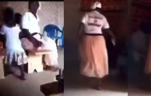 Pastor begs as Ghanaian woman goes berserk in church & demands refund of her tithe (video)