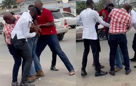 4 Ghana police officers struggle to arrest strong driver who allegedly beat them