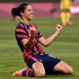 USA's forward Carli Lloyd celebrates scoring a goal during the Olympic Games women's soccer tournament in Japan earlier this month