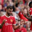 Deadly duo: Bruno Fernandes (left)scored a hat-trick and Paul Pogba (right)provided four assists in Manchester United's 5-1 win over Leeds