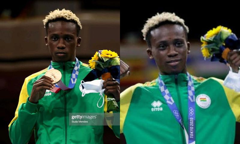 Photos: Ghana’s Samuel Takyi presented with his Olympic bronze medal