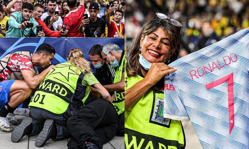 ‘Humble’ Ronaldo goes back to check on steward after mistakenly hitting her with a shot