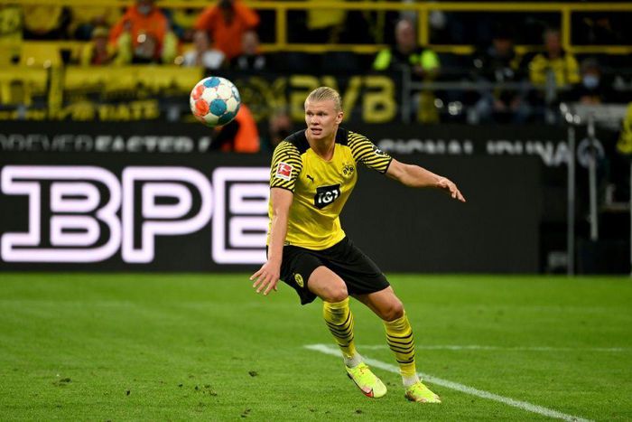 Erling Braut Haaland scored with a stunning lob in a two-goal haul for Dortmund on Sunday