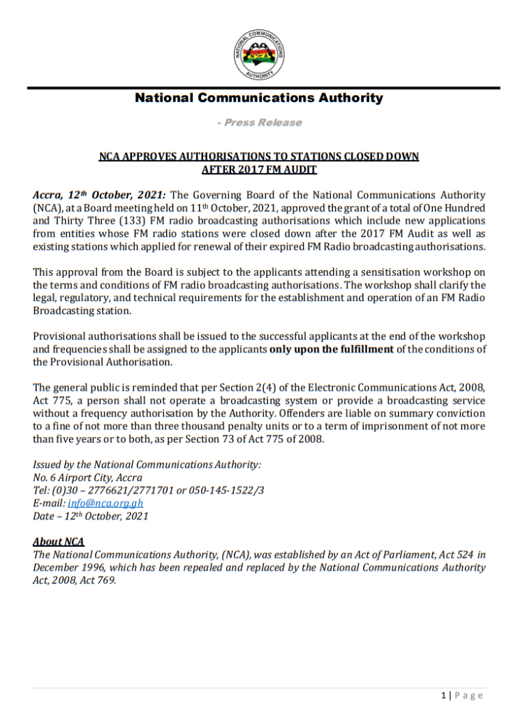 NCA statement