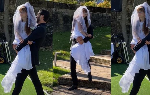 Groom carries bride’s twin sister with a disability like a baby to wedding venue (video)