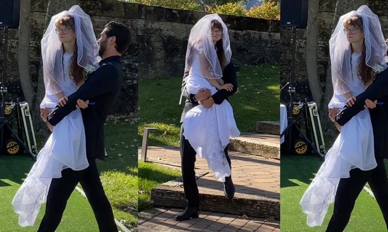 Groom carries bride’s twin sister with a disability like a baby to wedding venue (video)
