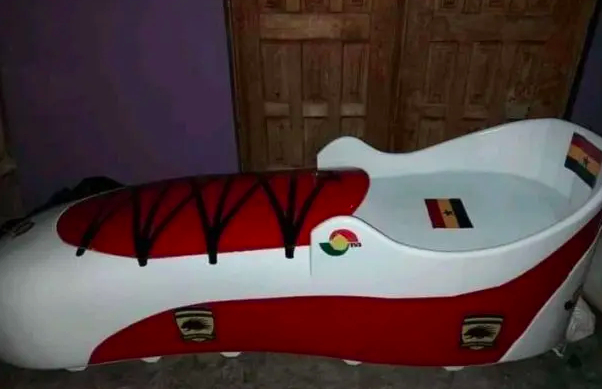 Former Kotoko player Godfred Yeboah goes home in a boot-shaped casket