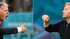 Czech coach Silhavy (L) and Denmark boss Hjulmand (R) are both looking to end long waits for their nations to reach a major semi-final