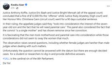 Male judges considered motherhood and fined Akuapem Polo Ȼ12,000 but female judges insisted on 90-day jail term – Prof Asare