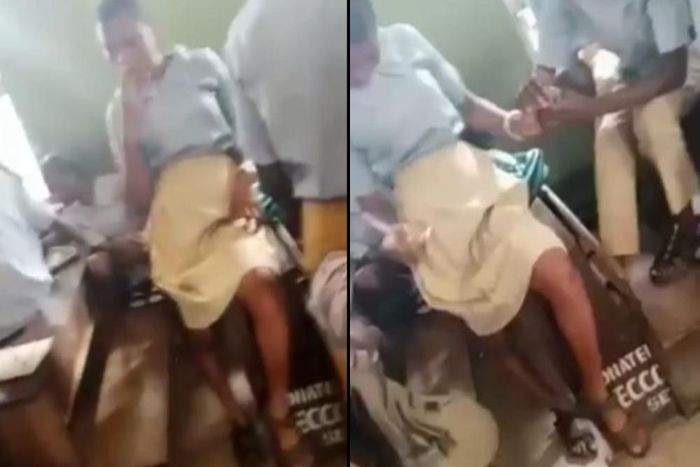 Female SHS students smoke in class